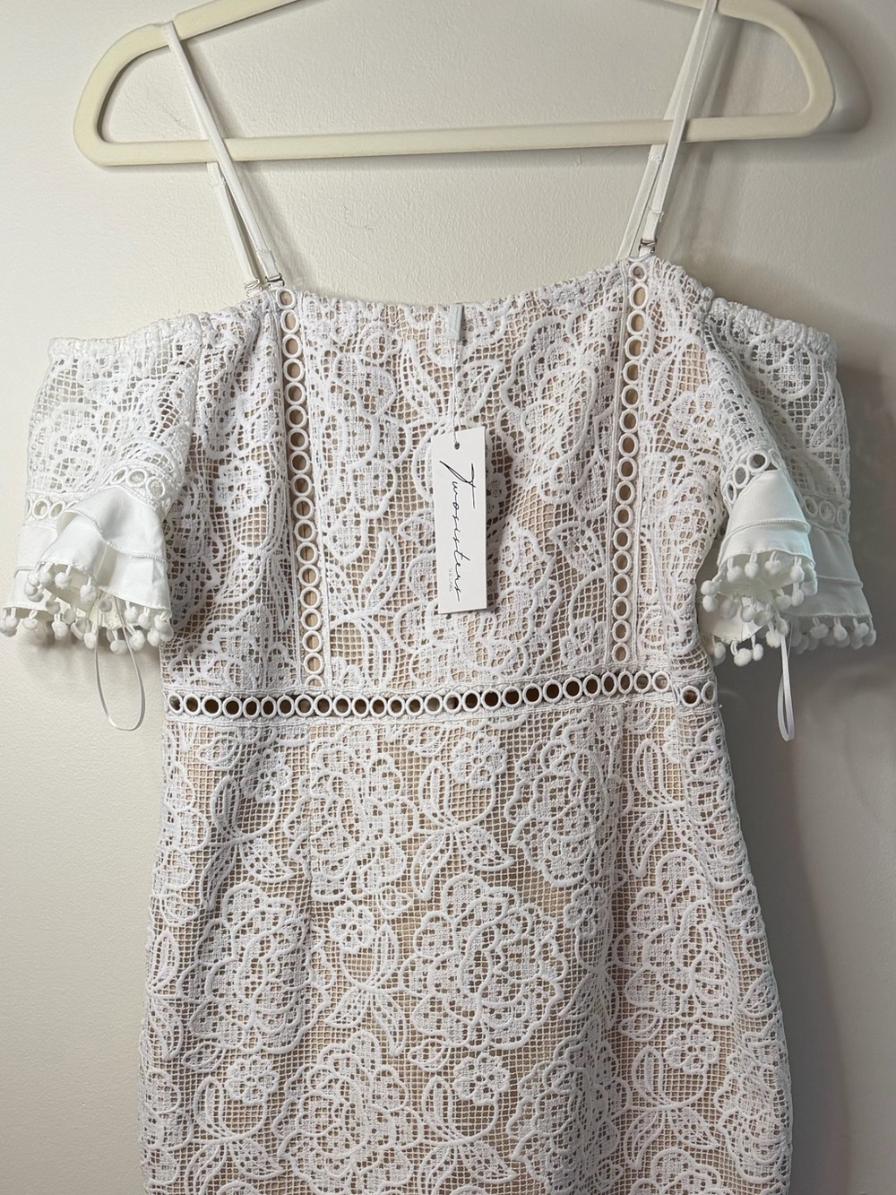 Two Sisters The Label White Lace Cold Shoulder Midi Dress XL US 10 NWT